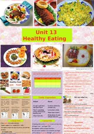 高一英语Unit13 Healthy Eating课件 人教版 课件