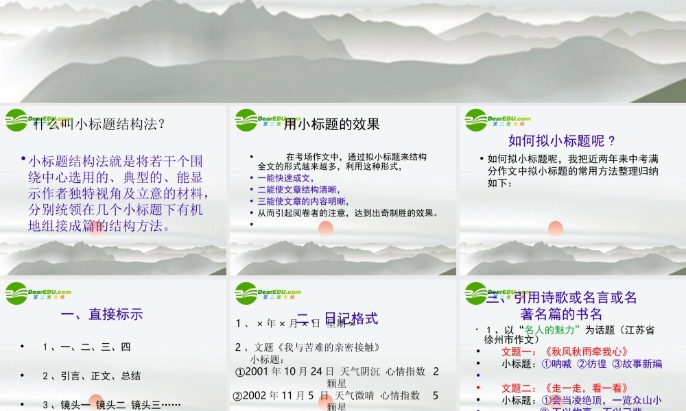 高考语文 巧拟小标题扮倩你的作文作文复习课件 新人教版 课件