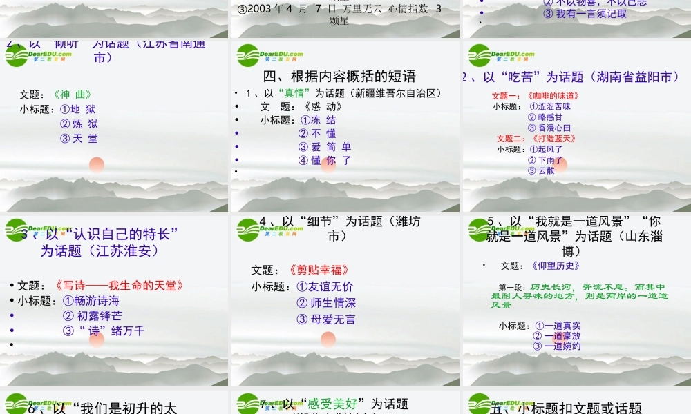 高考语文 巧拟小标题扮倩你的作文作文复习课件 新人教版 课件