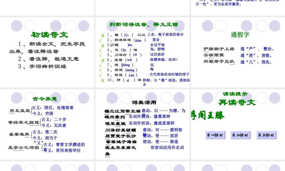滕王阁序课件 高二语文课件腾王阁序[整理三套]人教版 高二语文课件腾王阁序[整理三套]人教版