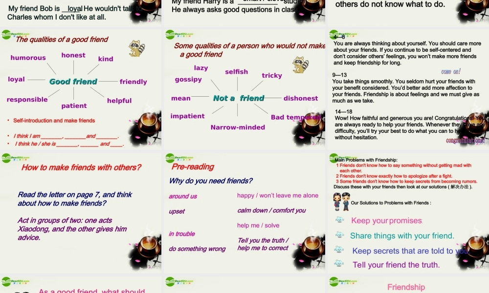 高中英语 Unit1(friendship)Reading comprehension课件28 新人教版必修1 课件