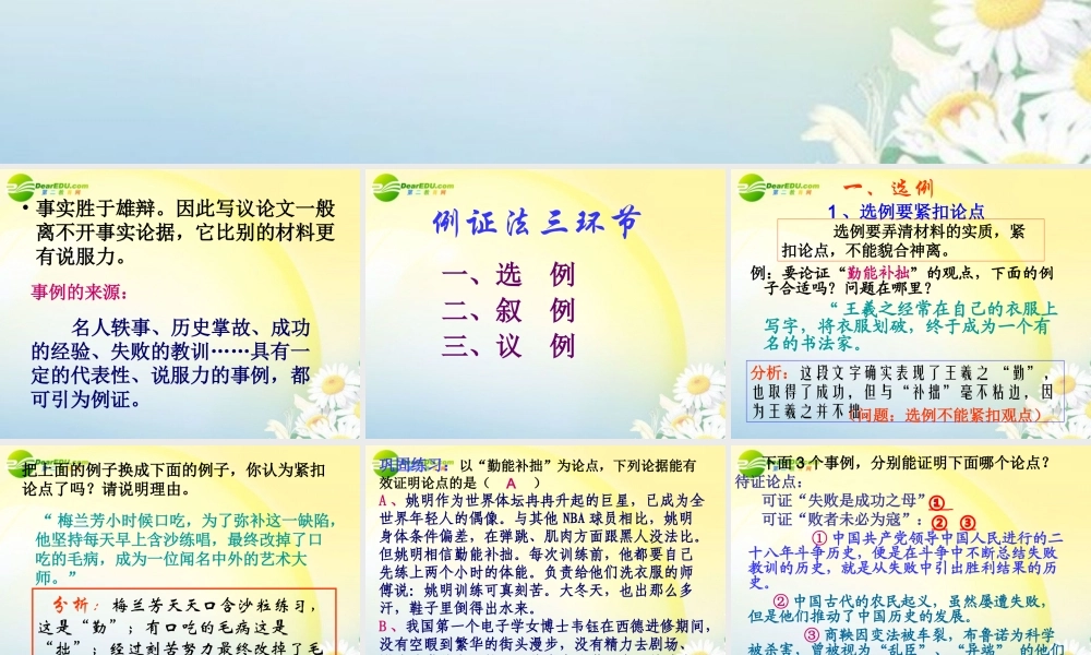 高中语文 议论文写作之学会有效例证写作指导课件 新人教版 课件