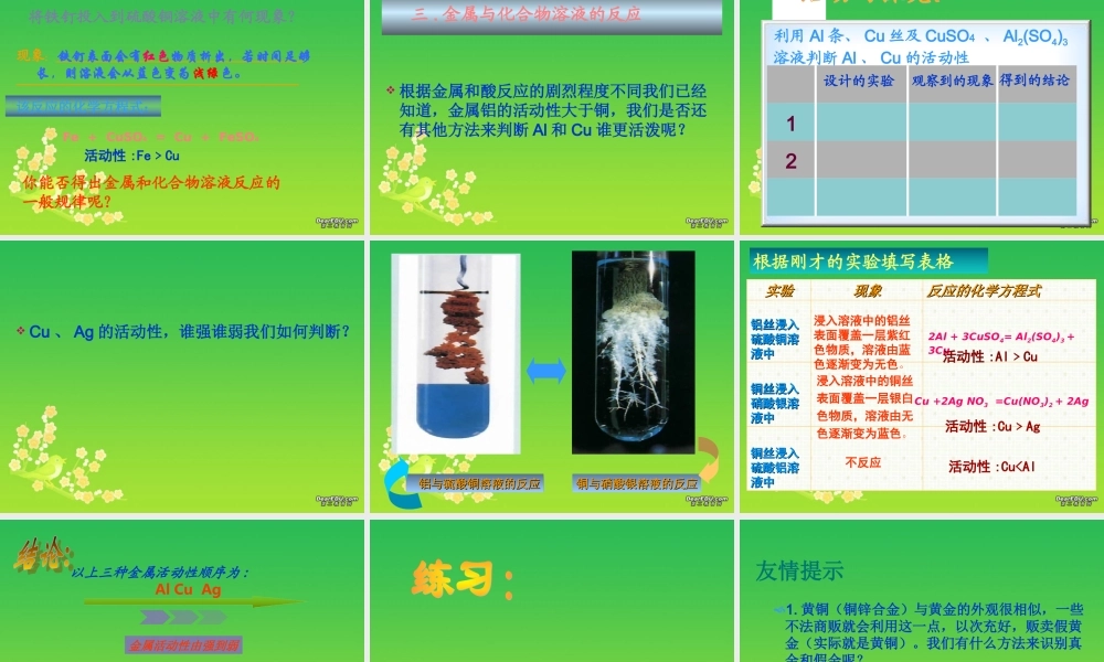 鲁教版第七单元第二节金属的化学性质 课件