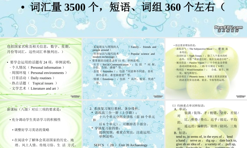 高三英语备考讲座B 课件