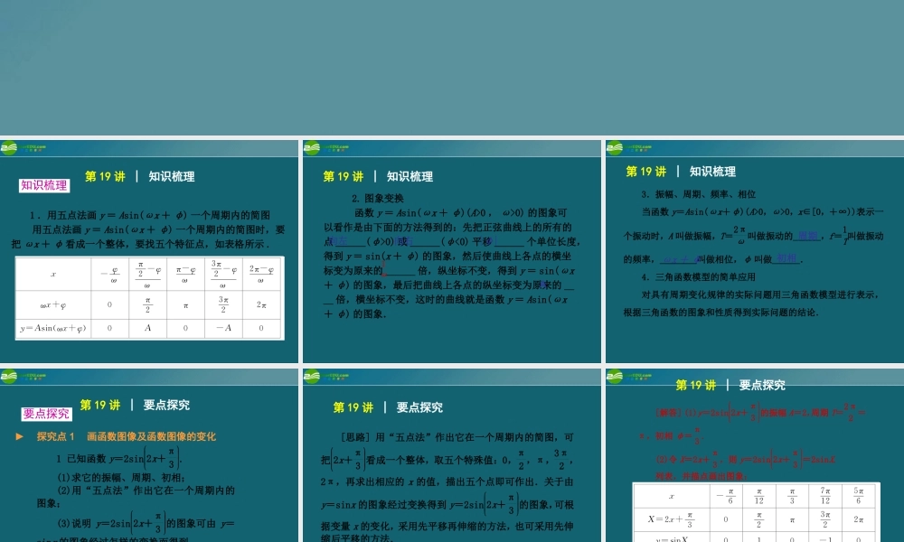 高考数学复习方案 第3单元第19讲 函数y＝Asin(ωx＋φ)的图象和性质件 理 北师大版 课件