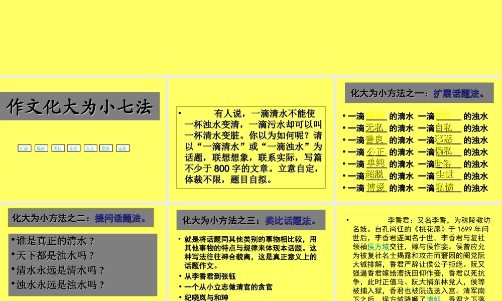 高中语文(上)高考二轮专题复习八十二：作文高分秘笈之立意妙招课件全国通用 课件