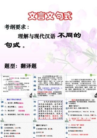 高考语文二轮复习 理解与现代汉语不同的句式和用法课件1 课件