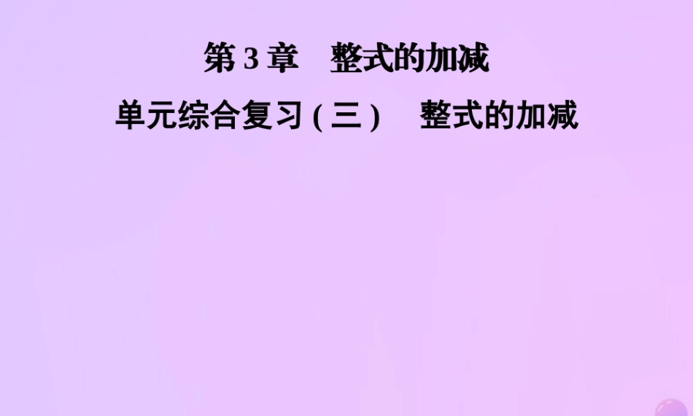 秋七年级数学上册 第3章(整式的加减)单元综合复习(三)整式的加减课件 (新版)华东师大版 课件