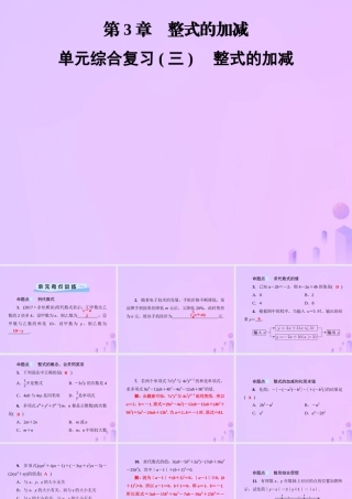 秋七年级数学上册 第3章(整式的加减)单元综合复习(三)整式的加减课件 (新版)华东师大版 课件