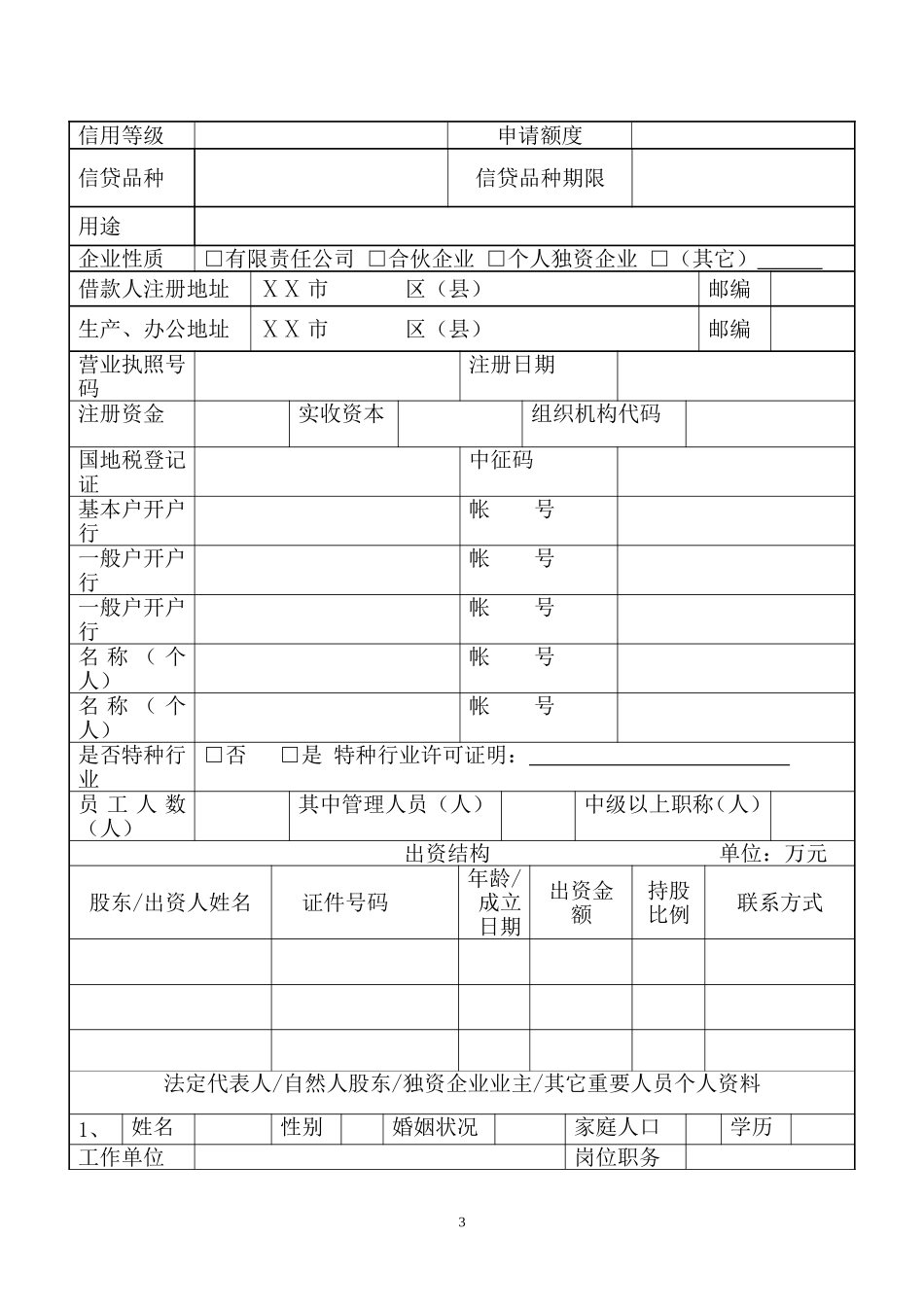 农村商业银行小微企业信贷业务调查表_第3页