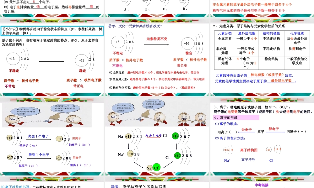 核外电子的排布
