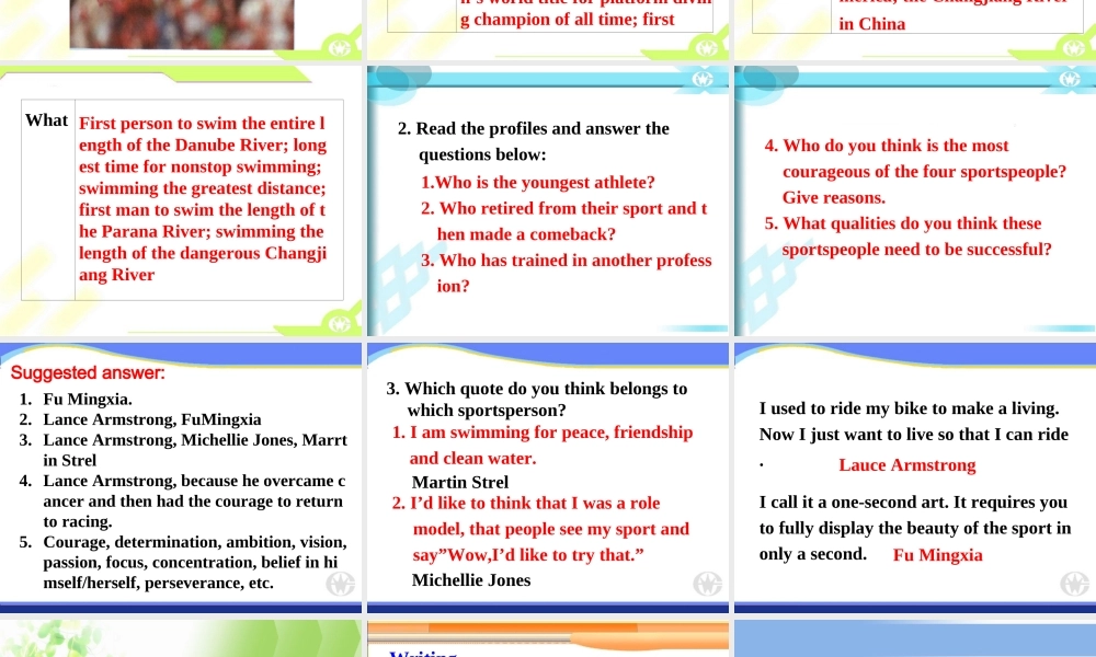 高中英语 Unit1Breaking records-reading and writing课件 新人教选修9 课件