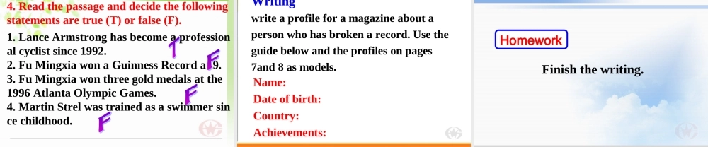 高中英语 Unit1Breaking records-reading and writing课件 新人教选修9 课件