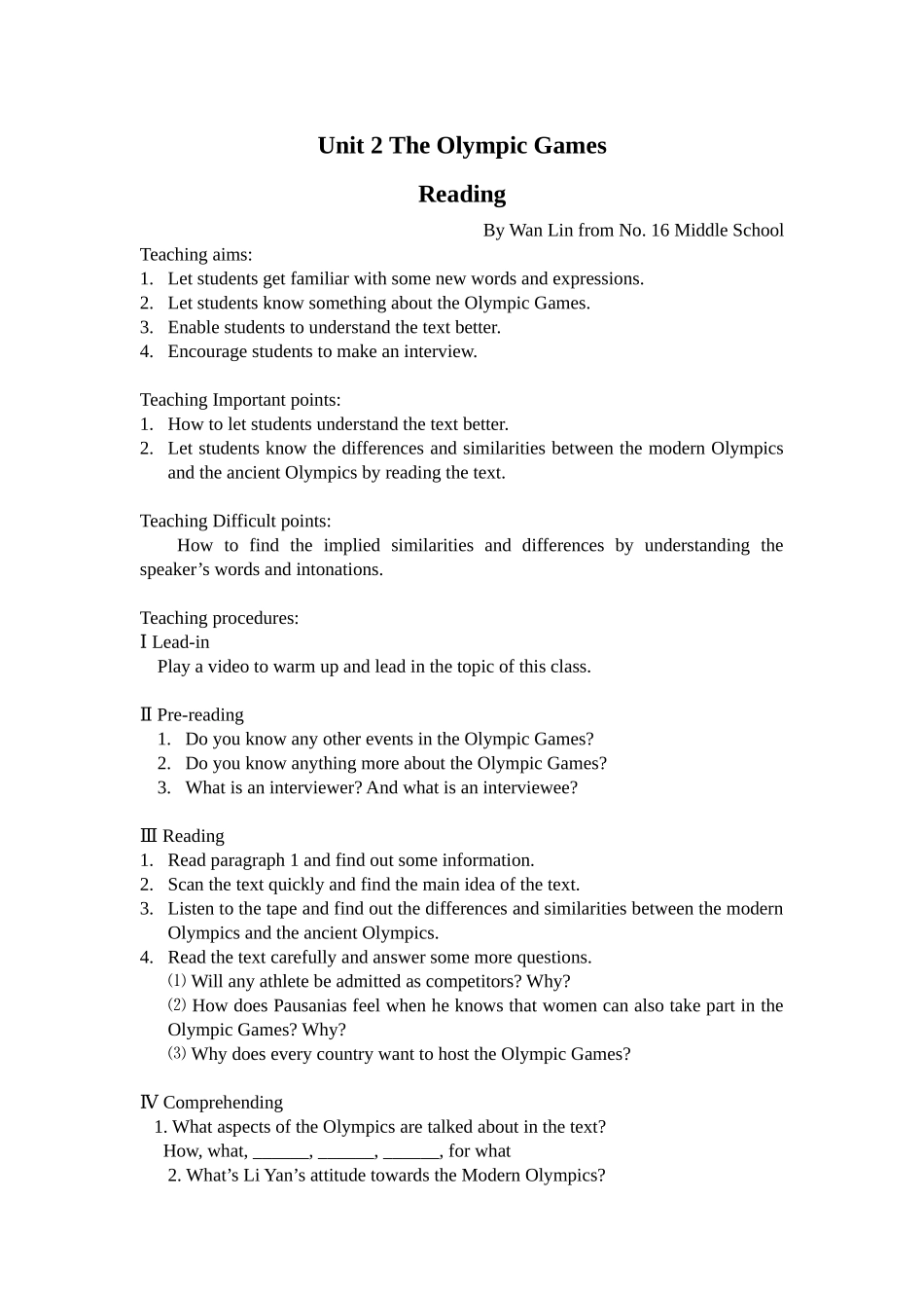 Unit2TheOlympicGames_第1页