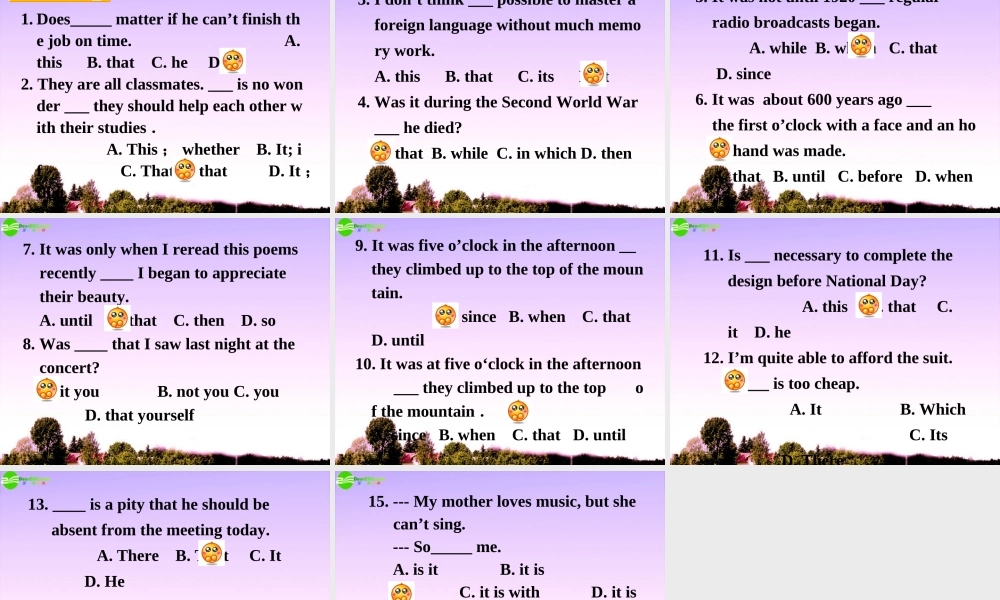 高考英语 考前回顾 代词it的用法课件