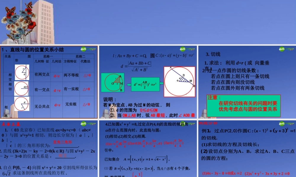 高中数学 直线与圆课件 苏教版必修2 课件