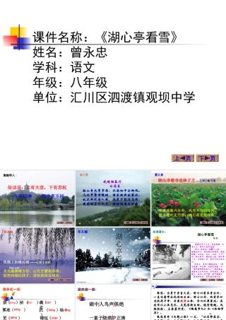 湖心亭看雪 八年级语文下册，课件(湖心亭看雪)语文版 八年级语文下册，课件(湖心亭看雪)语文版