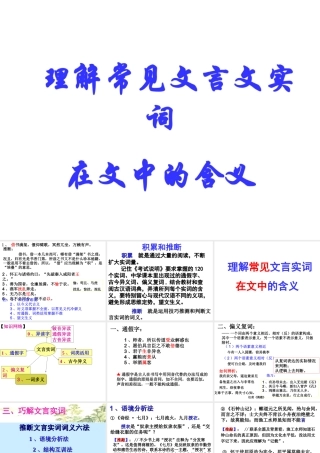 高考语文理解常见文言文实词在文中的含义课件
