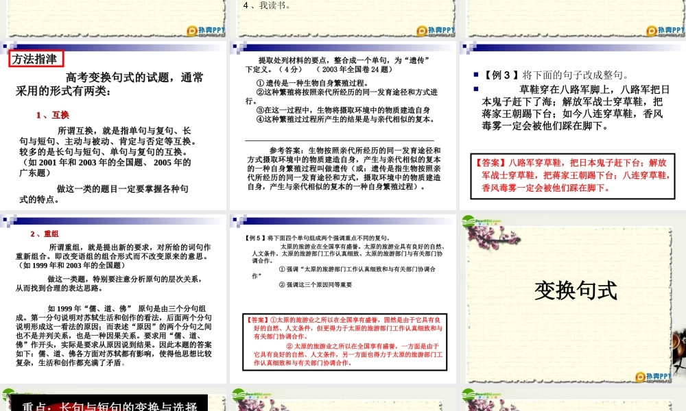 高考语文(变换句式和仿写句子)教学课件