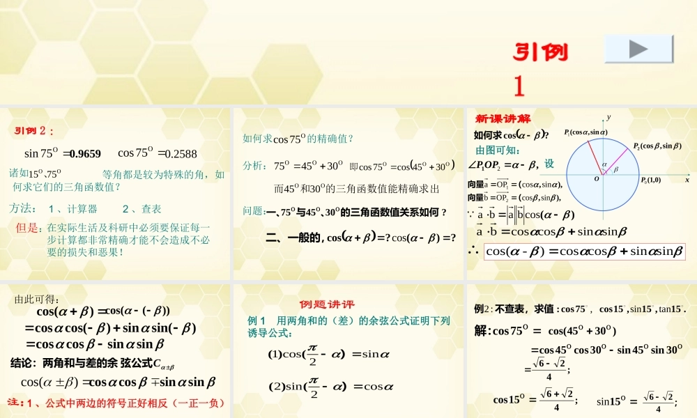 高中数学 两角和的与差的余下弦课件8 新人教A版必修4 课件