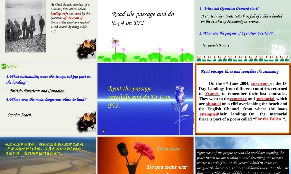 高中英语 Module6(War and Peace)introduction,reading and voca课件2 外研版选修6 课件