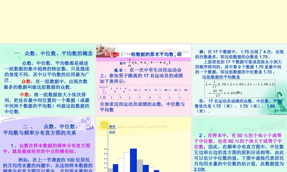 高二数学众数、中位数、平均数课件