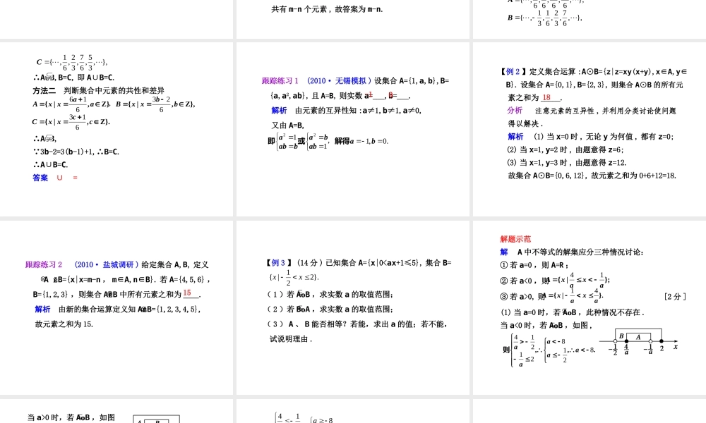 高三数学高考(理)总复习系列课件1.1  集合的概念及基本运算苏教版 课件