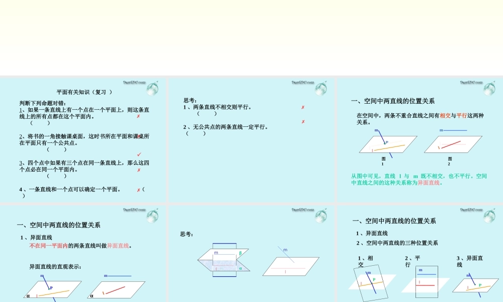 高二数学下学期空间直线 课件