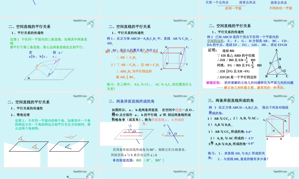 高二数学下学期空间直线 课件