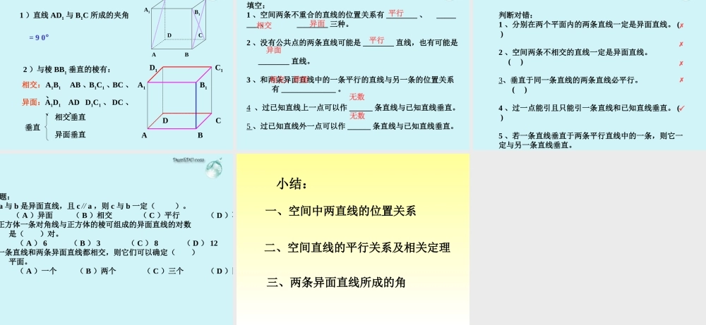 高二数学下学期空间直线 课件
