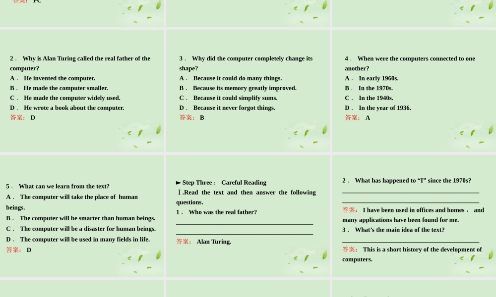 高中英语 Unit3 SectionⅠWarming Up & Reading Preparing精品课件 新人教版必修2 课件