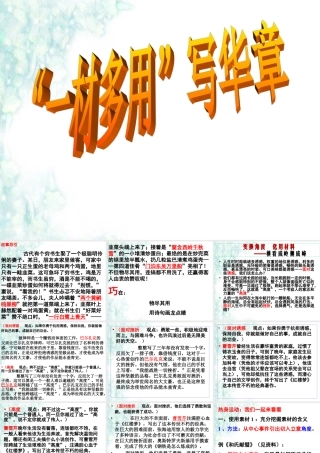 高考语文作文指导之 一材多用 写华章课件