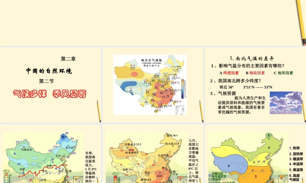湖南省邵阳五中八年级地理(2.2 气候多样 季风显著)课件 人教新课标版 课件
