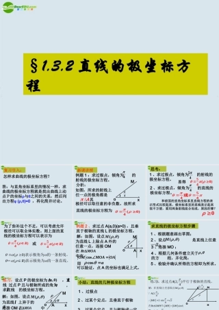 高中数学 直线的极坐标方程课件 新人教A版选修4 课件