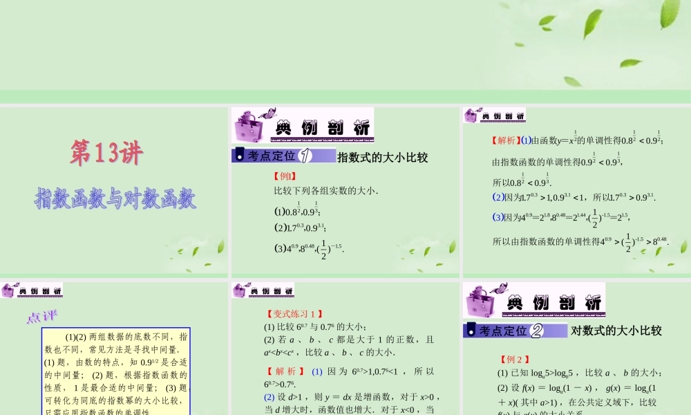 高中数学第1轮 第2章第13讲 指数函数与对数函数课件 文 新课标 (江苏专版) 课件