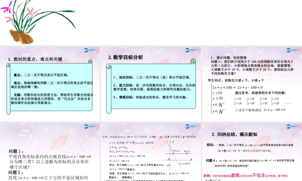 高中数学 第三章 二元一次不等式表示平面区域课件 北师大版必修5 课件