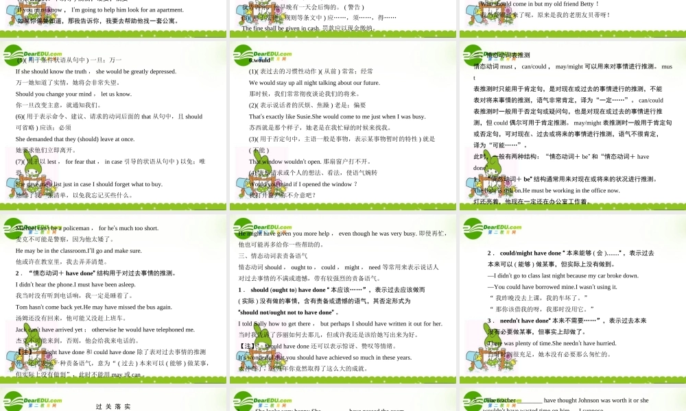 高考英语一轮复习 附录6(情态动词)课件 外研版 课件