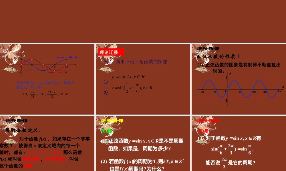 高中数学 142正弦函数、余弦函数的性质课件 新人教A版必修4 课件