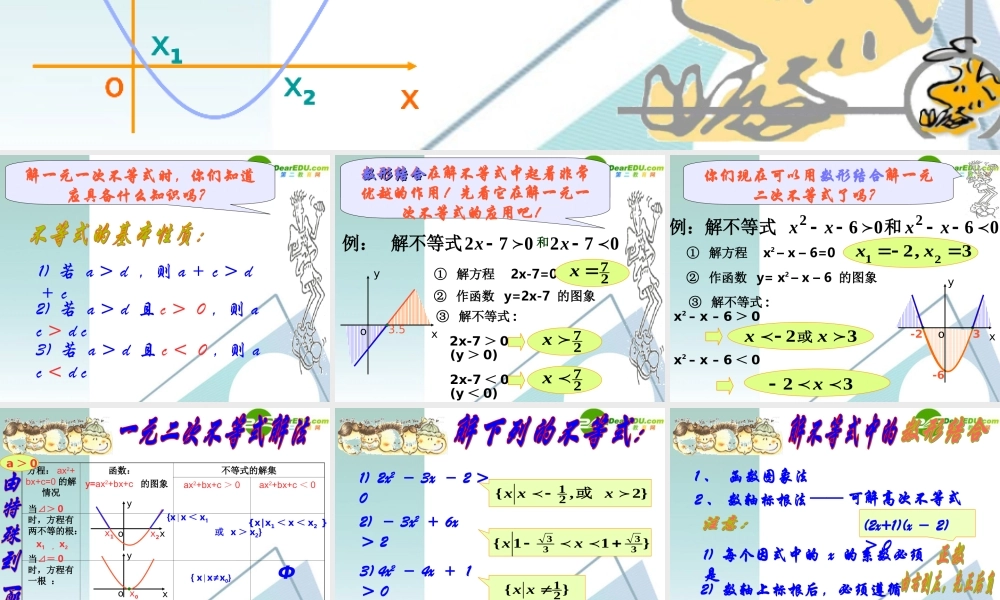 高二数学 3.2 一元二次不等式及其解法3课件 新人教A版必修4 课件