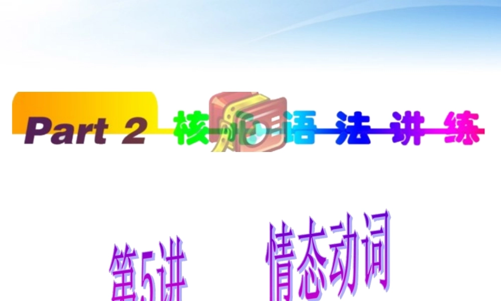 福建省高考英语一轮总复习 part2 第5讲 情态动词课件 新人教版 课件