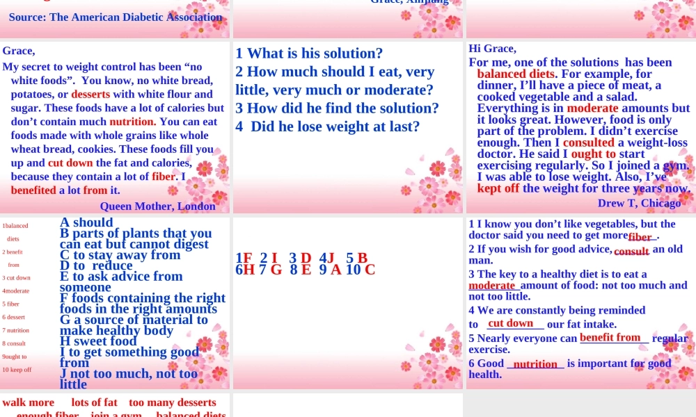 高中英语 unit2healthyeating warminupandreading课件