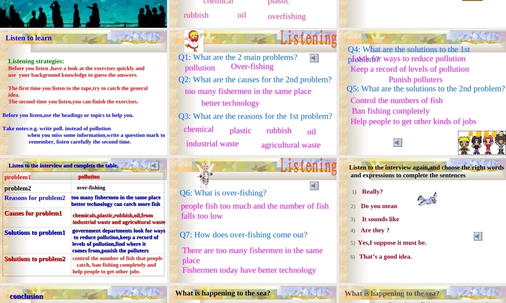 高中英语Unit 7 The Sea-Lesson 2 Protecting the Sea课件 北师大版 必修3 课件