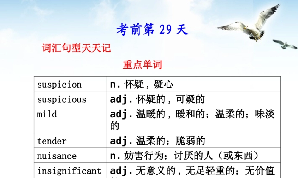 福建省高三英语总复习 考前第29天考前高分必读专题课件