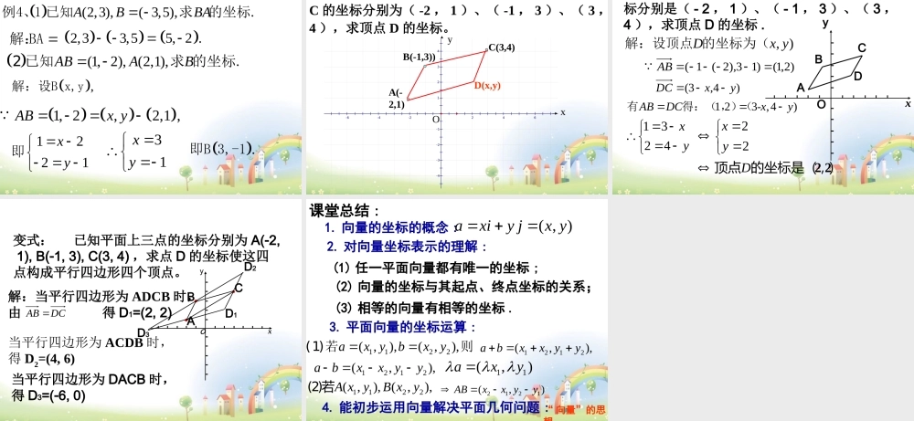 高二数学上册 8.1(平面向量的坐标运算)课件 沪教版 课件