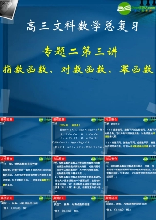 湖南师大 高三数学 专题二第三讲指数函数、对数函数、幂函数复习课件 文 课件