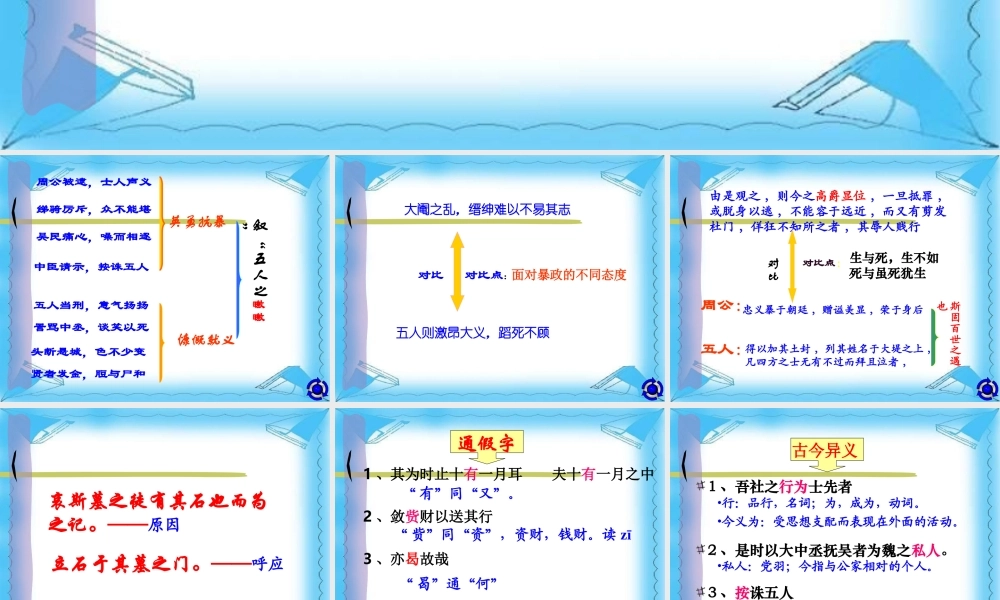高二语文五人墓碑记课件二 高二语文五人墓碑记课件[整理两套] 高二语文五人墓碑记课件[整理两套]