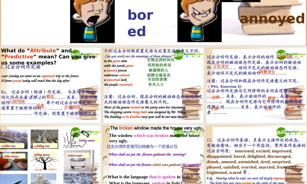 高中英语 现在分词和过去分词做定语课件 新人教版必修5 课件