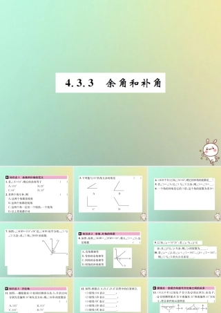 秋七年级数学上册 第4章 几何图形初步 4.3 角 4.3.3 余角和补角习题课件 (新版)新人教版 课件