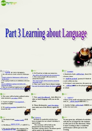 高中英语 Unit2 The Olympic Games Part3 Learning about language课件 新人教版必修2 课件