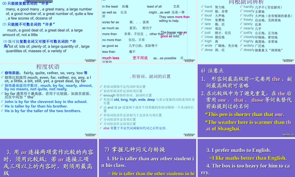 高二英语会考各专项复习课件 形容词、副词 课件